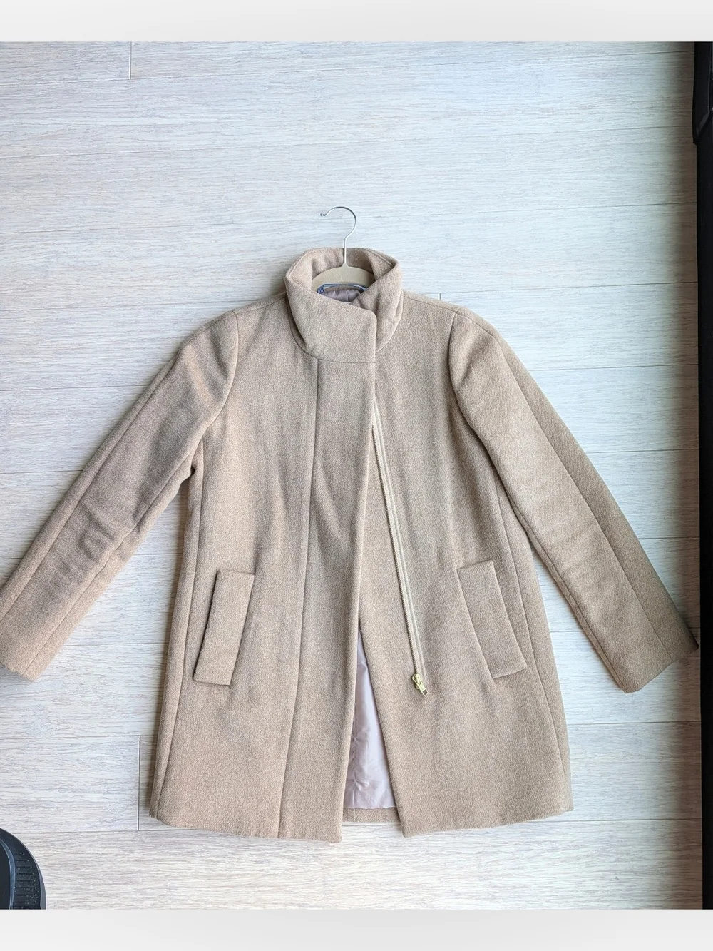 JCrew Wool Blend Stand-Collar City Coat in Camel - Picture 2 of 4